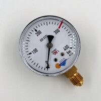 HTD pressure gauge for oxygen/compressed air Kl.1.6 D63mm steel case up to 400 bar