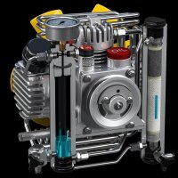 Atemluftkompressor 100 l/min 300 bar mit Verbrennungsmotor Honda Digital hour-tacho meter