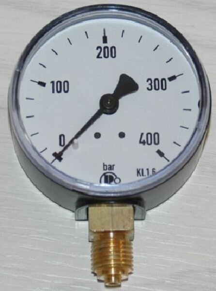 Pressure gauge for compressed air class 2.5, 63mm diameter, display 0...400 bar