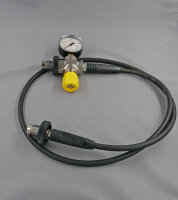 Overflow hose for compressed air up to 400 bar, with pressure gauge and air vent